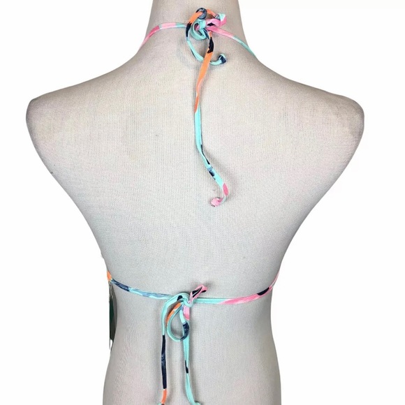 Seafolly Rio Shirred Slide Triangle Floral Ice Blue Bikini Top- Sz SF12/US8- NWT - Picture 4 of 9